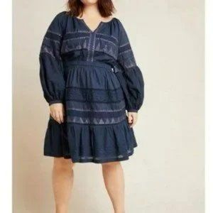 New Anthropologie Skye Embroidered Mini Dress Plus size 2X